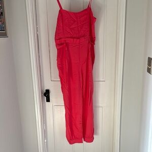 Bright Pink Spaghetti-Strap Jumpsuit